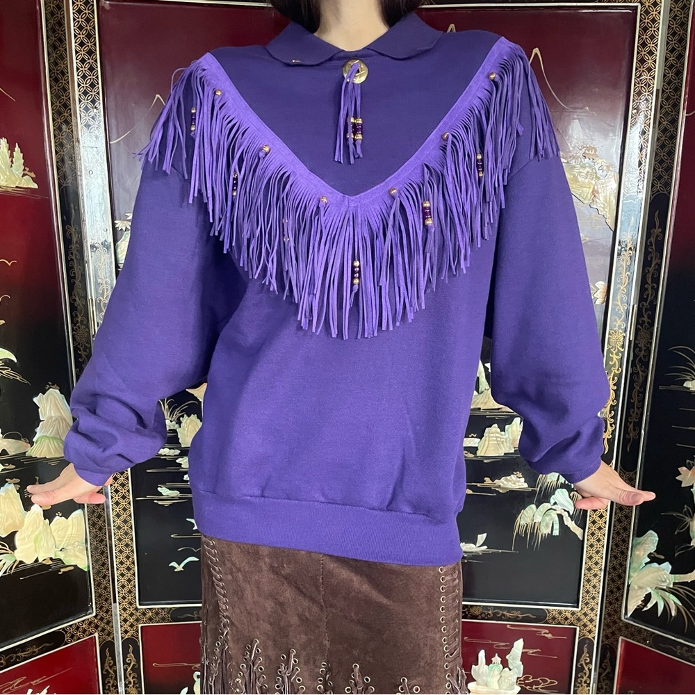 1980s Western Sweater with Fringes